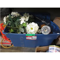 Large tote of decorative and household items