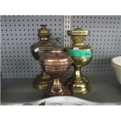 3 x vintage oil lamp bases