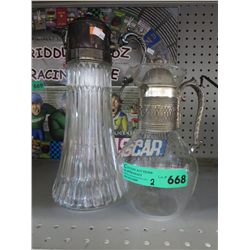 2 x 1970s glass carafes