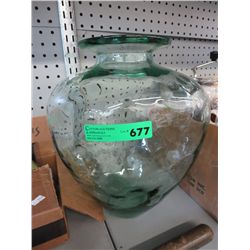 Large green glass vase