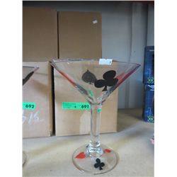3 Large martini glasses with card theme