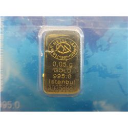 4 x 0.995 Solid Gold Bars, each bar 0.05 grams