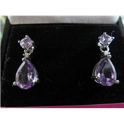 New Amethyst & Diamond Drop Earrings