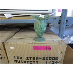Case of green glass vases