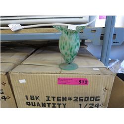 Case of green glass vases