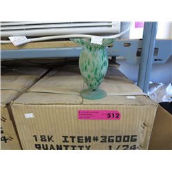 Case of green glass vases