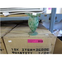Case of green glass vases