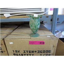 Case of green glass vases