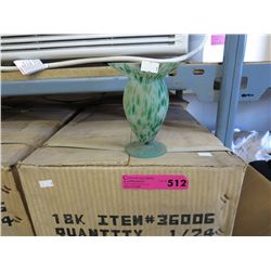 Case of green glass vases
