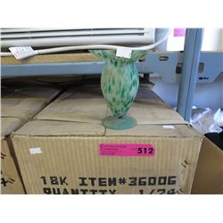 Case of green glass vases