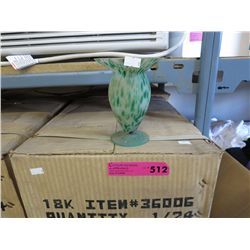 Case of green glass vases