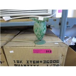 Case of green glass vases