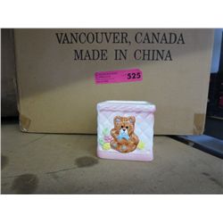 Case of Pink glazed ceramic containers