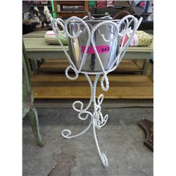Plant stand and 2 antique clothing brushes