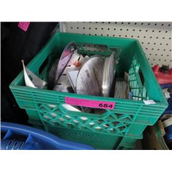 Milk crate containing digital AV cables