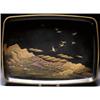 Image 1 : A FINE MAKI-E LACQUER KIMONO TRAY, oblong, with vertical sides, well worked with a rocky seashore...