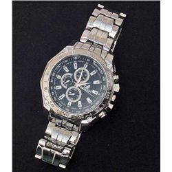 SILVER & BLUE FACE ANALOG WRISTWATCH