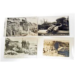 LOT OF 4 WW1 ERA FRENCH WAR SCENE POSTCARDS