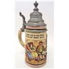 ANTIQUE 1890'S ART POTTERY GERMAN BEER STEIN WITH LID