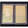 LIBERTY BELL 1 OZ. .999 GOLD CLAD INGOT BAR