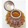Image 2 : RARE ANTIQUE AMBER GLASS PUMPKIN SQUASH SHAPED INKWELL