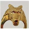 18K GOLD FILLED WOLF HEAD RING WITH CRYSTAL EYES