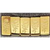 Image 1 : LOT OF 5 LONG STEM ROSE .999 GOLD CLAD INGOT BAR