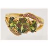 Image 1 : 18K GOLD FILLED PERIDOT & CZECH CRYSTAL RING - SZ. 8