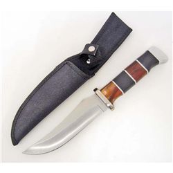 JEWELED HUNTER KNIFE WITH PEARLIZED HANDLE AND SHEATH