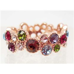 18K ROSE GOLD PLATED MANY COLOR AUSTRIAN CRYSTALS RING