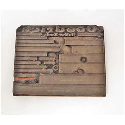 1930S GOODRICH RUBBER BANDS PRINTING BLOCK PLATE