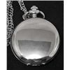Image 2 : NEW SILVER TONE QUARTZ POCKET WATCH WITH CHAIN