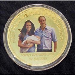 ONE TROY OZ PRINCE GEORGE BIRTH JEWEL INLAY GOLD COIN
