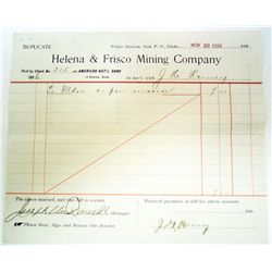 1896 BILLHEAD RECEIPT HELENA & FRISCO MINING COMPANY
