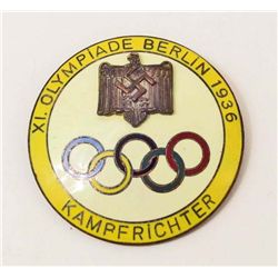 1936 NAZI GERMAN SUMMER OLYMPICS YELLOW JUDGE BADGE