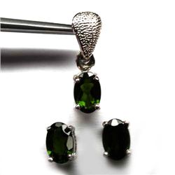 WHITE GOLD OVER STERLING SILVER DIOPSIDE EARRINGS