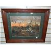 Image 1 : Framed, Light Up Hunting Cabin Picture, by Aaron B Faulkner