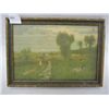 Image 1 : Small Vintage Framed Farm Scene Print