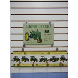 John Deere Tin Sign and Peg Shelf