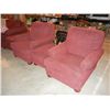 Image 2 : Pair of Red Arm Chairs w/ Ottoman