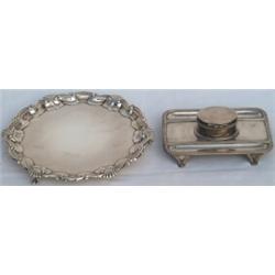 Edwardian HM silver circular salver with scallop & 'C`-scroll rim, on ball &...