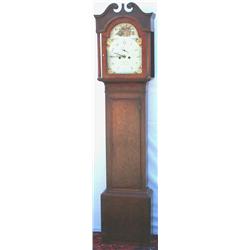 George III oak & mahogany longcase clock with swan-neck pediment, the 30-hour...