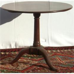 Mid C18th George II red walnut circular tilt-top occasional table, on turned...