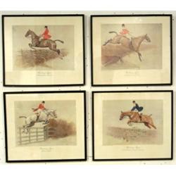 Set of four early C20th colour engravings after Cecil Aldin - 'HUNTING TYPES,...