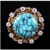 Image 1 : 10kt Gold Diamond & Turquoise Ring The ring is a w