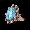 Image 4 : 10kt Gold Diamond & Turquoise Ring The ring is a w