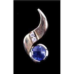 Montana Blue Sapphire & Diamond 14kt Gold Pendant
