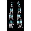 Image 1 : Navajo Sterling Silver & Turquoise Drop Earrings T