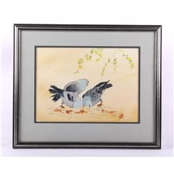 Dana Boussard Watercolor of Pigeons This lot featu