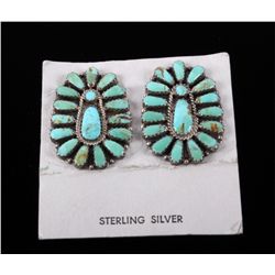 Navajo Sterling Silver and Turquoise Earrings This